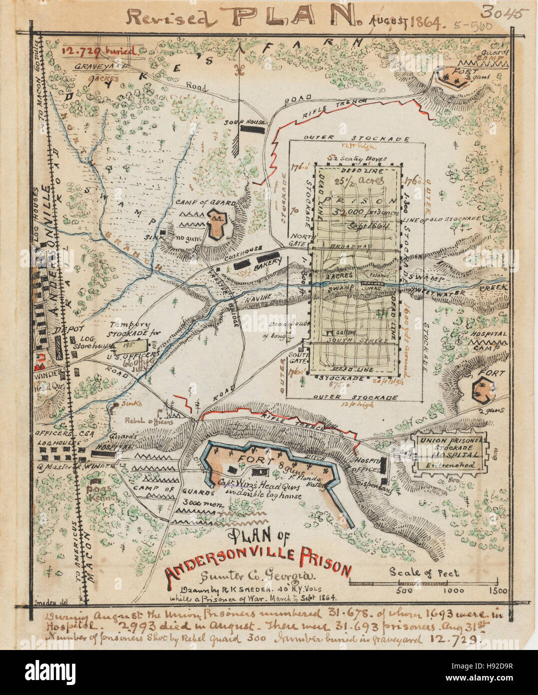 Plan of Andersonville Prison Stock Photo