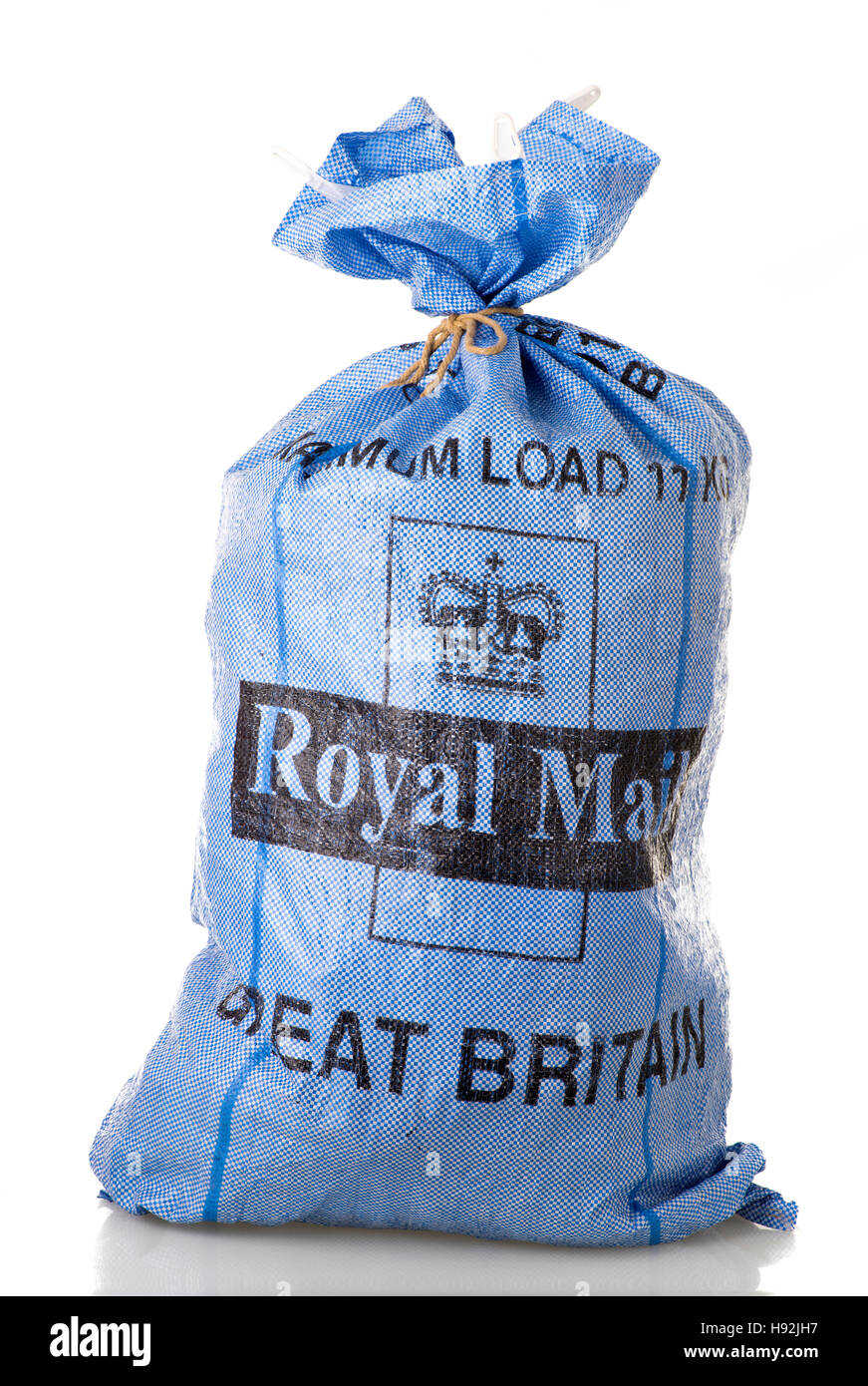Royal mail sack - Blue Stock Photo