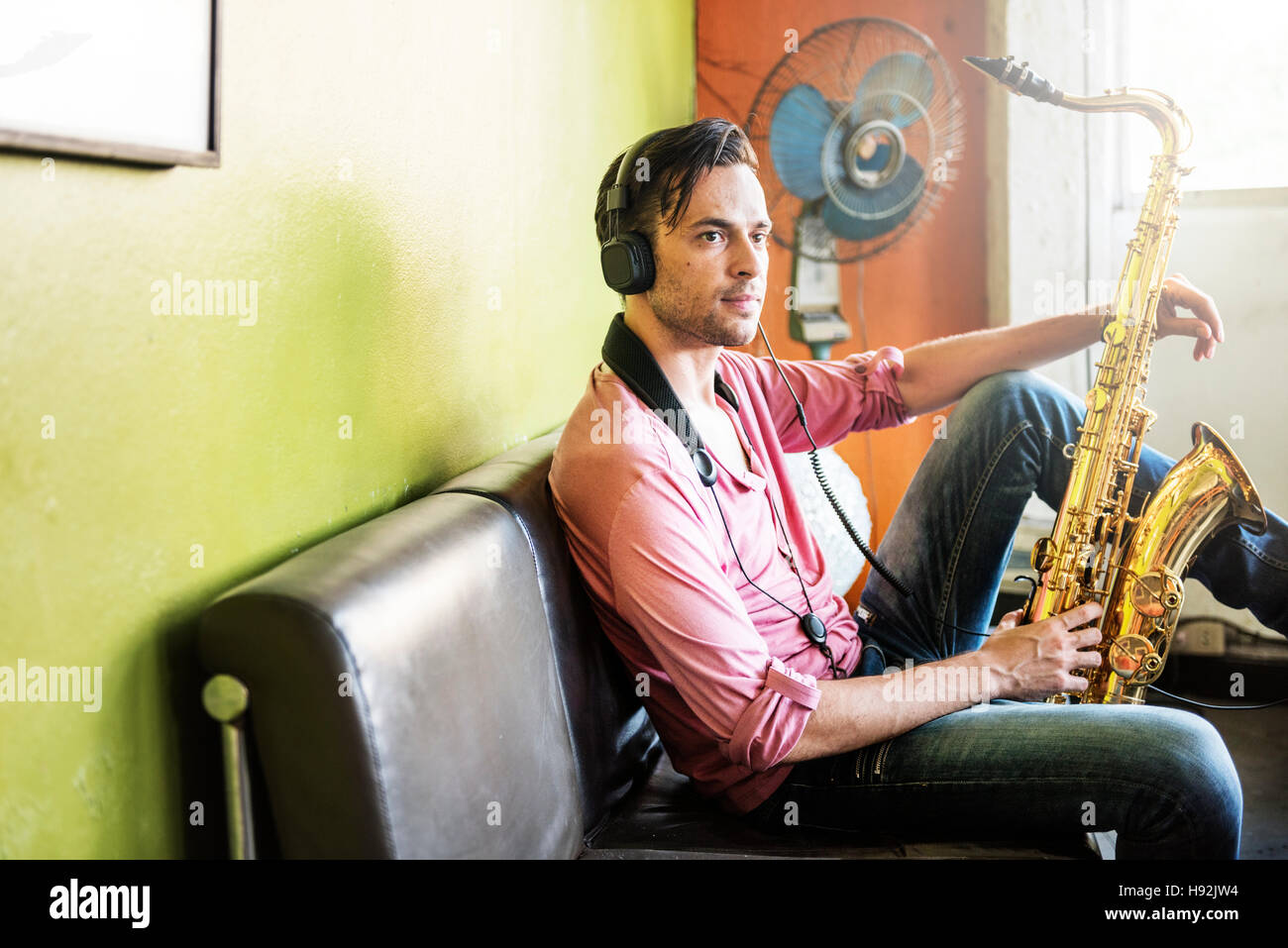 Alto Saxophone Artist Classical Jazz Musician Sax Concept Stock Photo