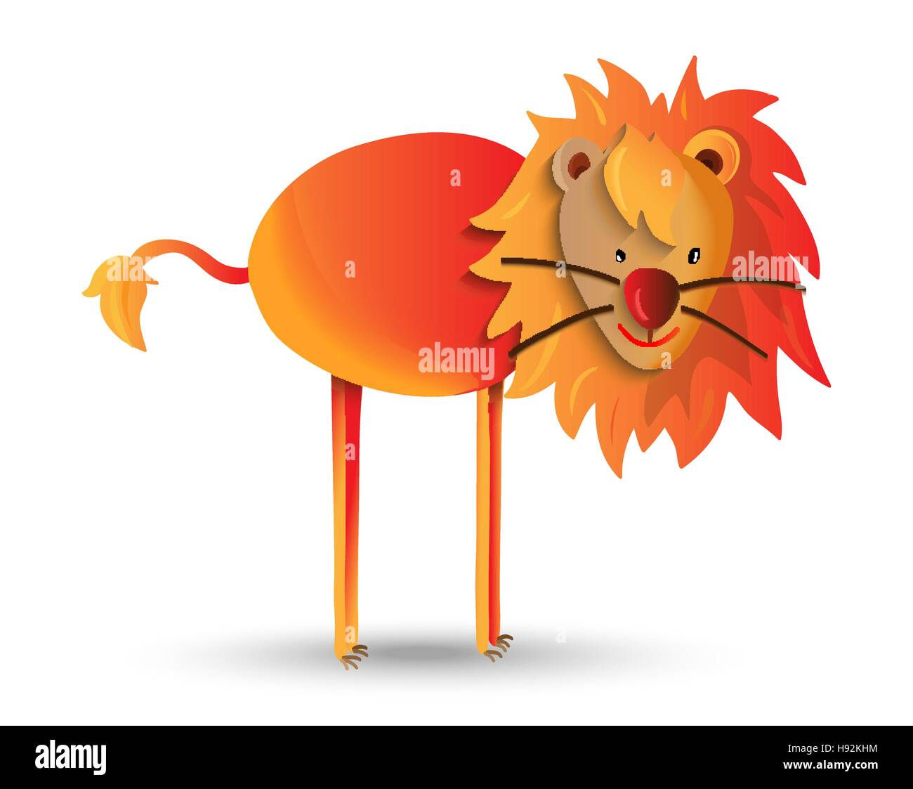 Cute wild animal cartoon illustration, happy jungle lion with mane. Ideal for children or education projects. EPS10 vector. Stock Vector