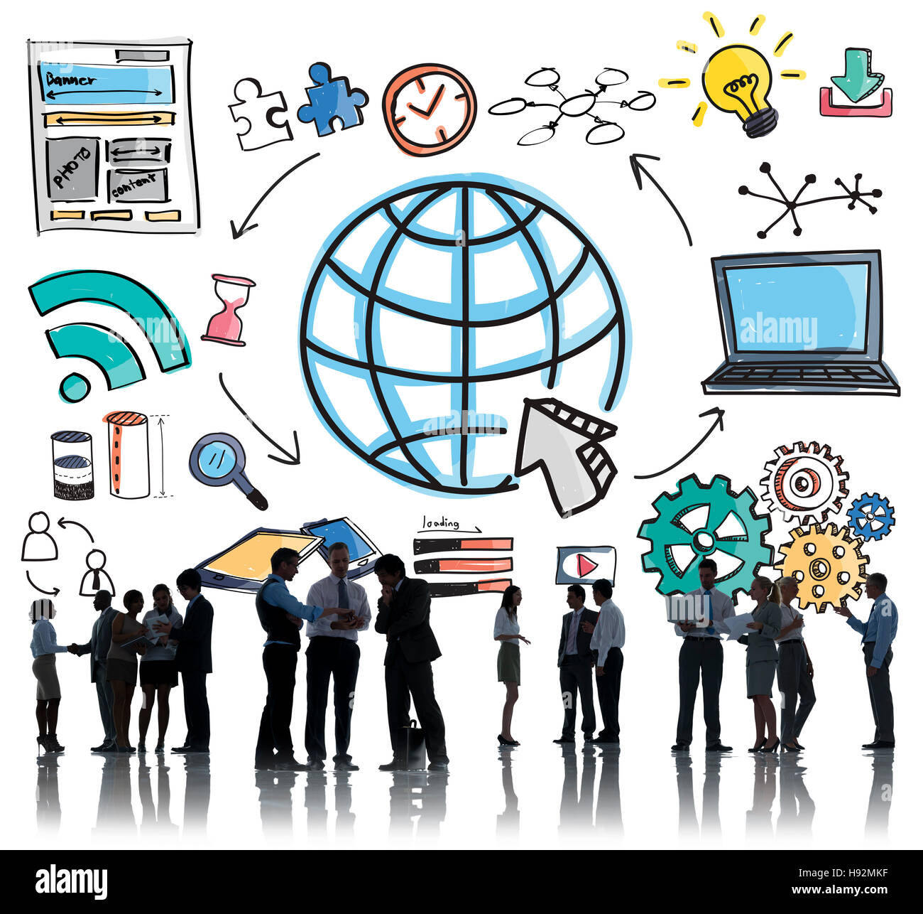 Technology Global Web Media Drawing Concept Stock Photo  Alamy