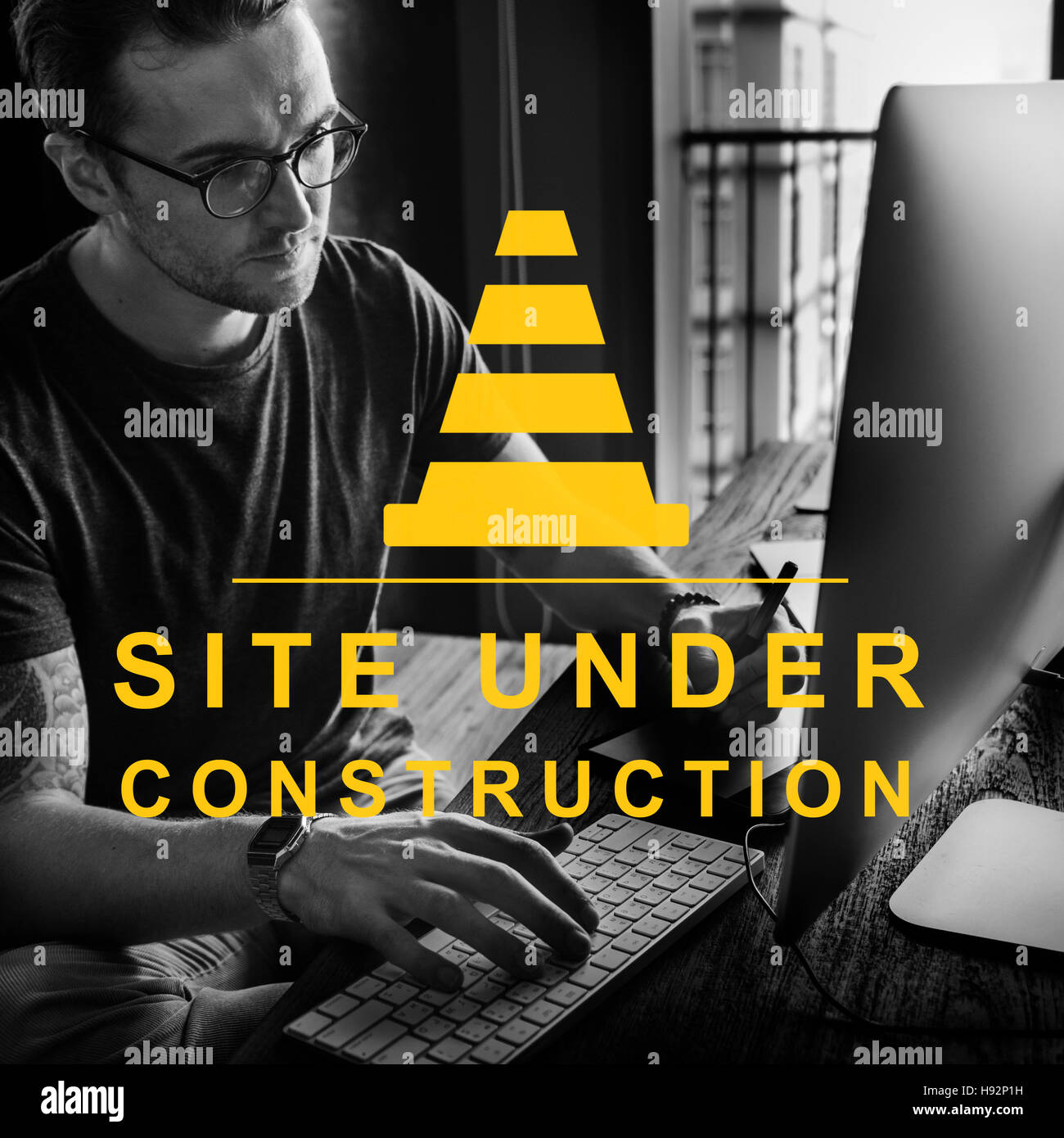 Constuction Hammer Wedge Website Webpage Concept Stock Photo