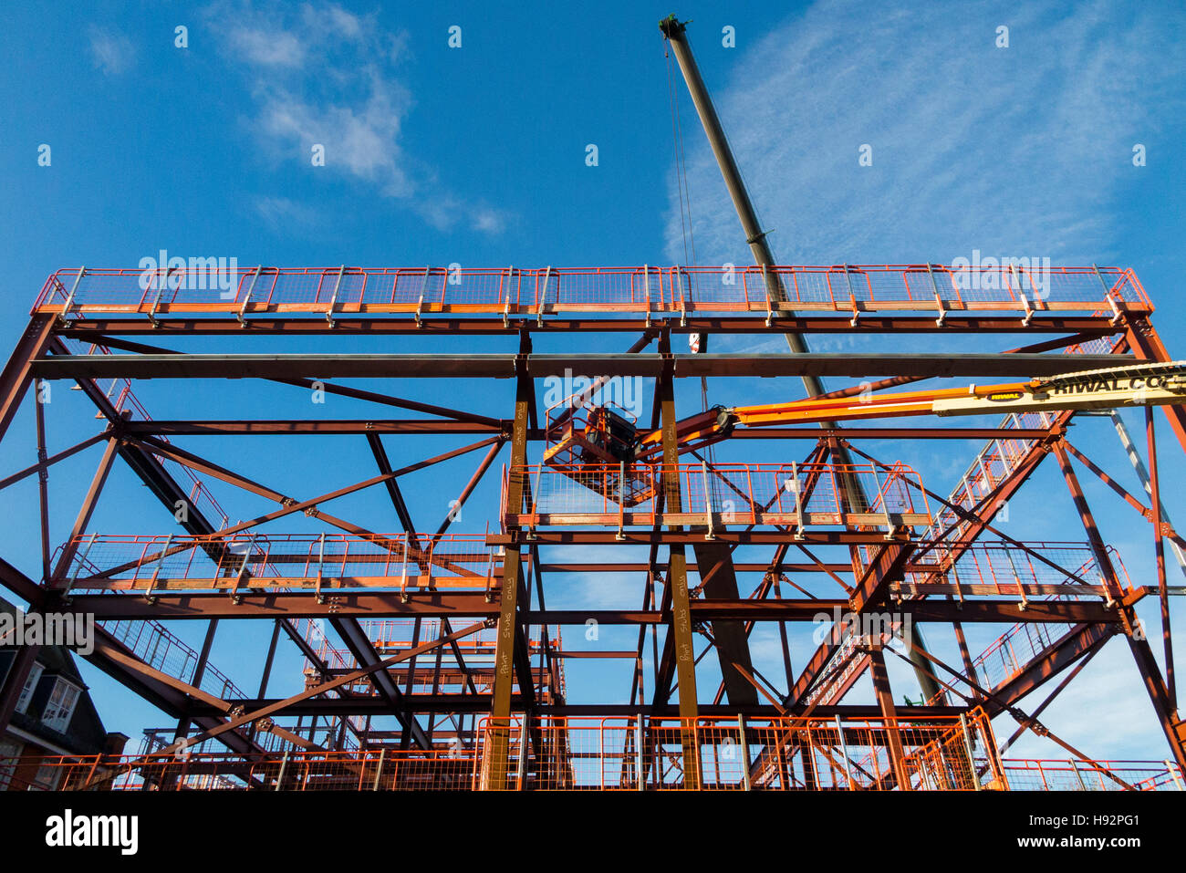 School / steel frame / framed building being built / assembled