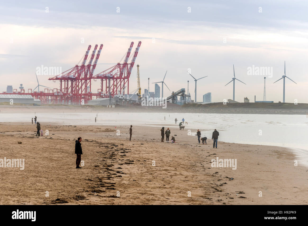 Crosby beach in Liverpool. Stock Photo