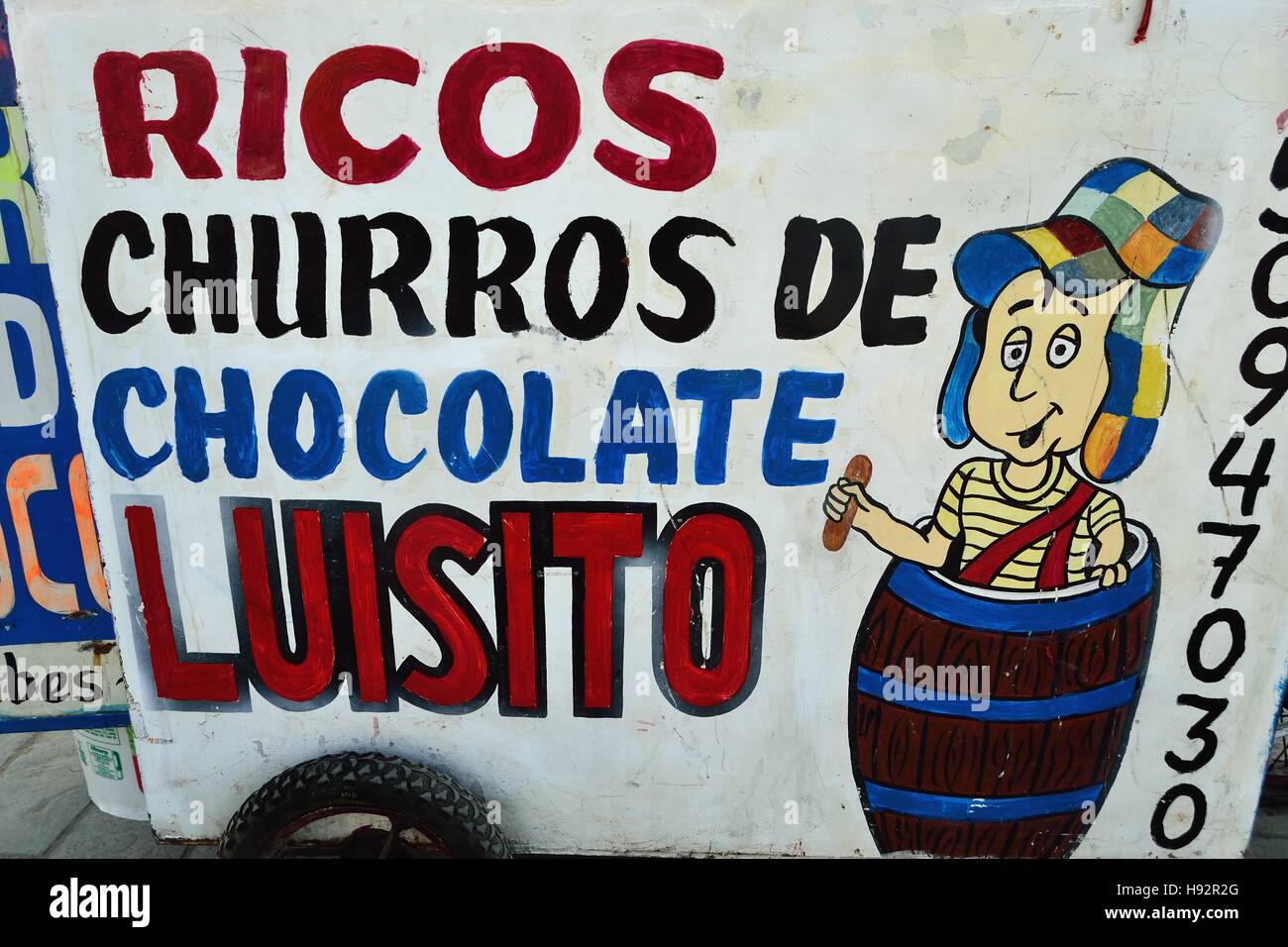 Chocolate churros for sale in PUERTO PIZARRO - Deparment of Tumbes - PERU Stock Photo