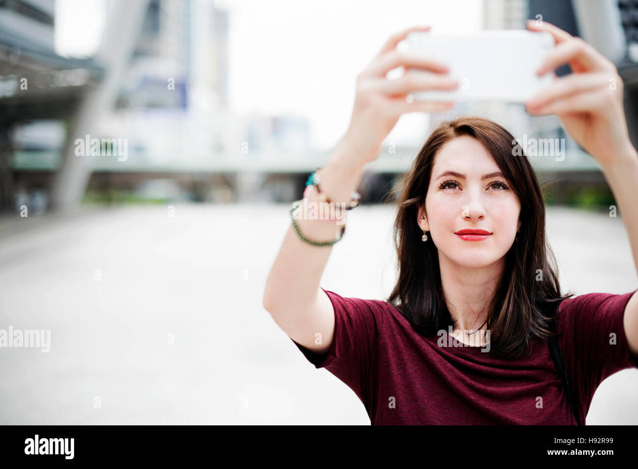 Woman Rear View Photography Traveling City Life Concept Stock Photo Alamy