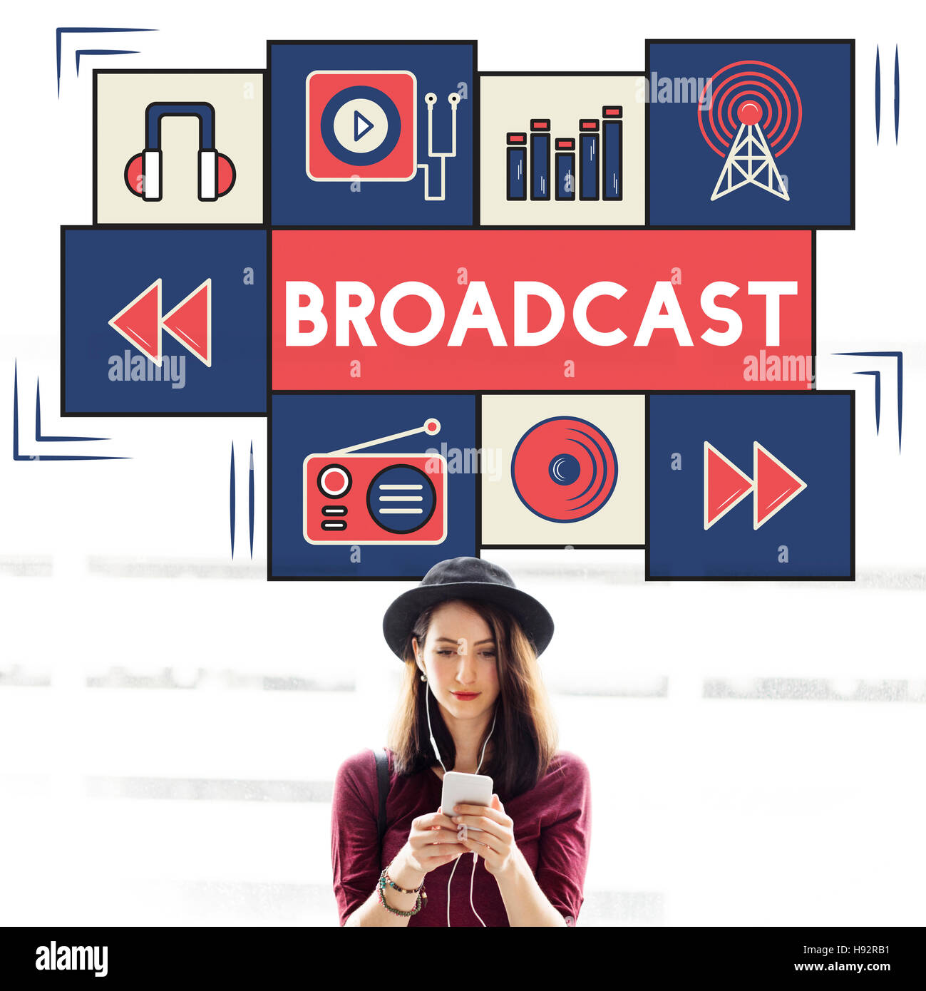 Broadcast Communicate Music Icon Connection Concept Stock Photo - Alamy