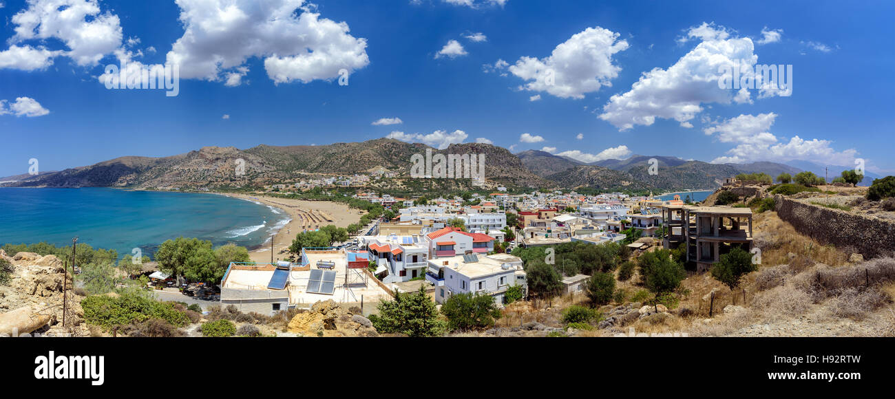 Panorama of Paleochora town, located in western part of Crete island, Greece Stock Photo