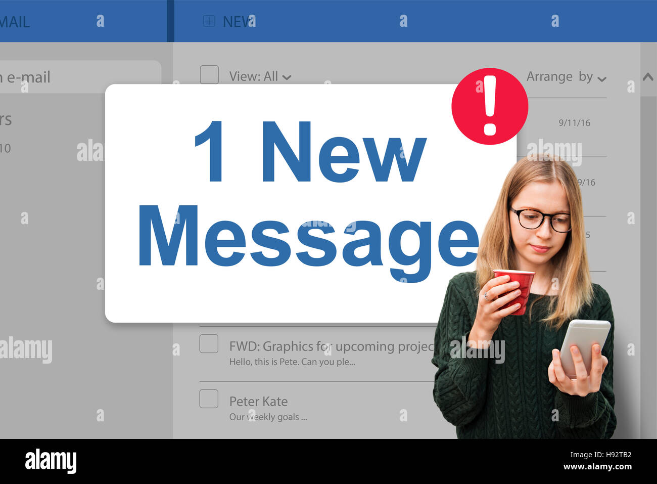 Message inbox notification icon concept stock photo alamy