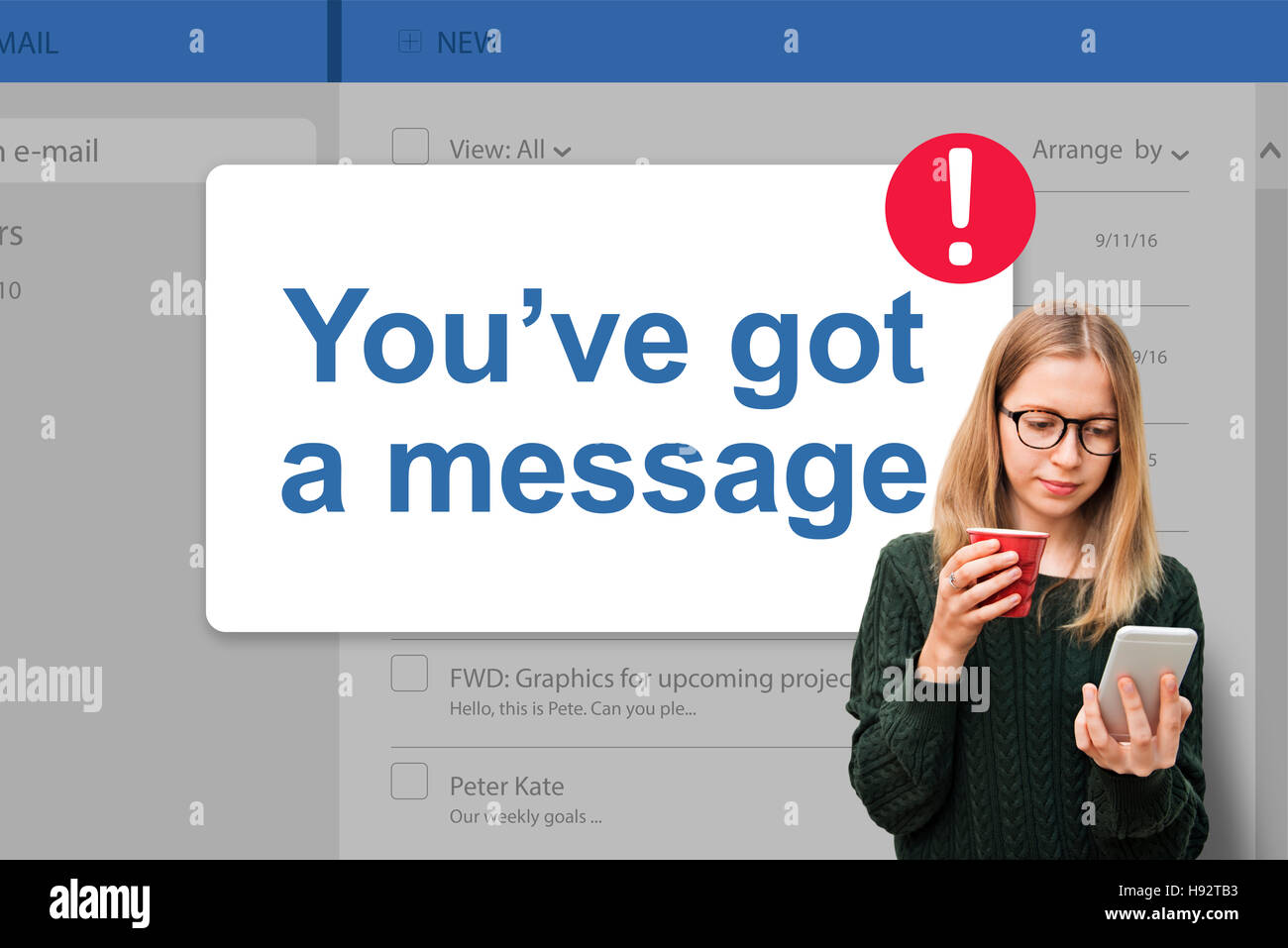 Message Inbox Notification Icon Concept Stock Photo - Alamy
