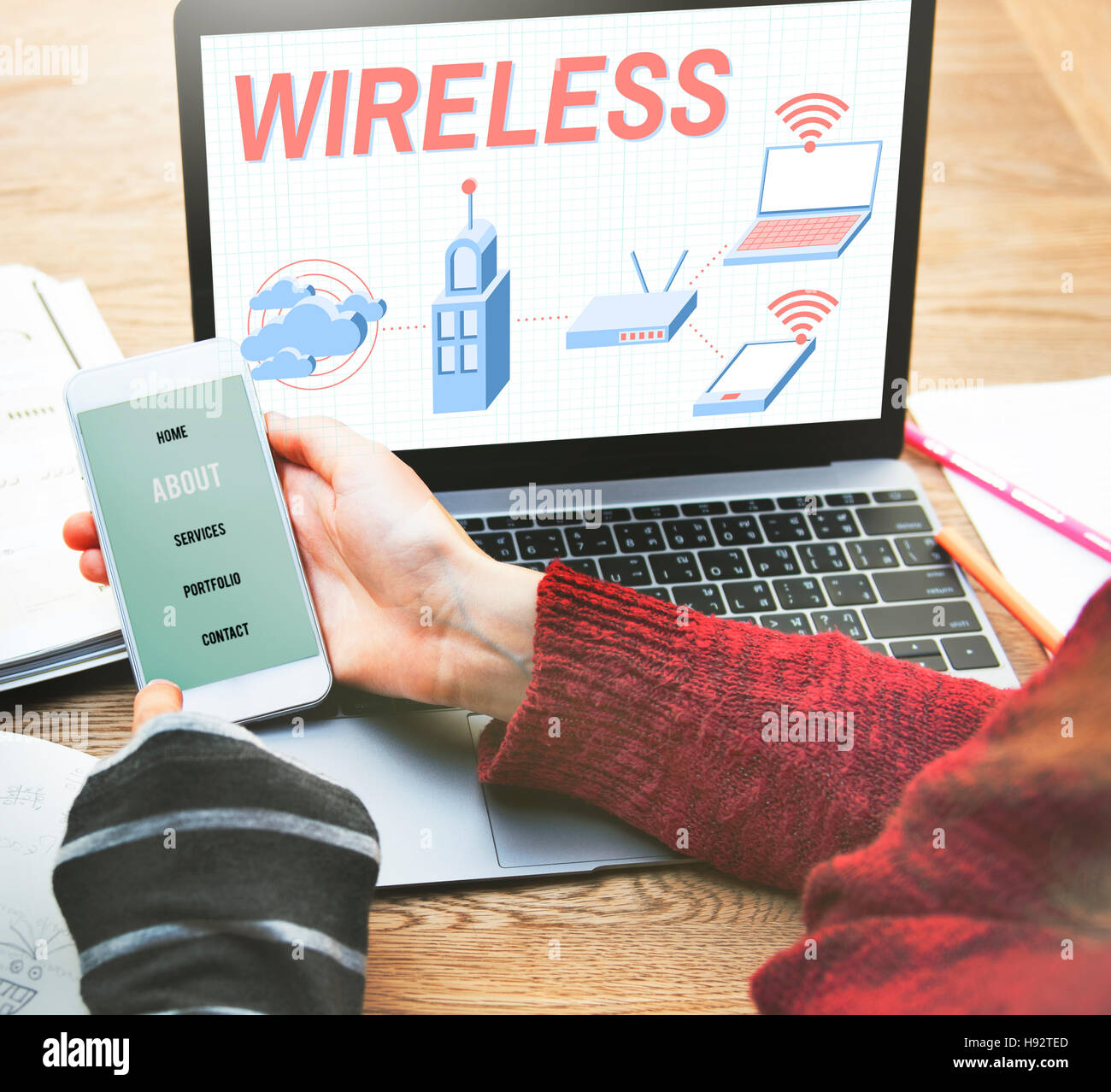 Wireless Connection Internet Modem Network Concept Stock Photo