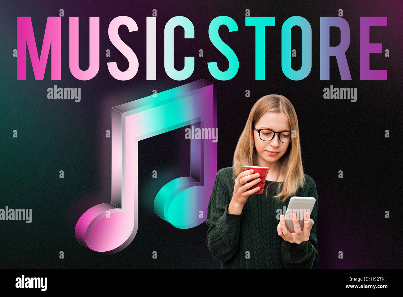 Audio Store Music Note Icon Graphic Concept Stock Photo - Alamy