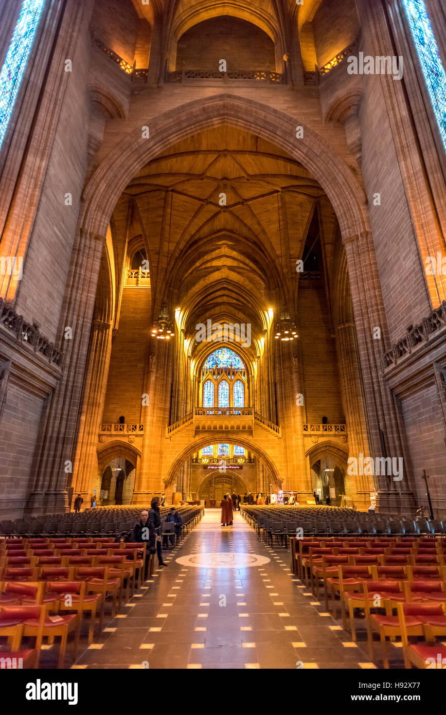 Inside the Church of England Cathedral at Liverpool, designed by Sir Giles Gilbert Scott. Stock Photo