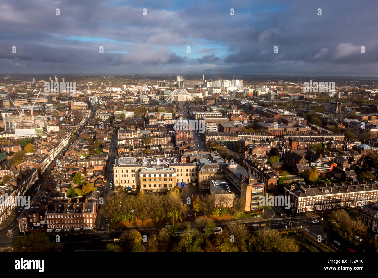 View over the city of Liverpool including the Roman Catholic cathedral Stock Photo