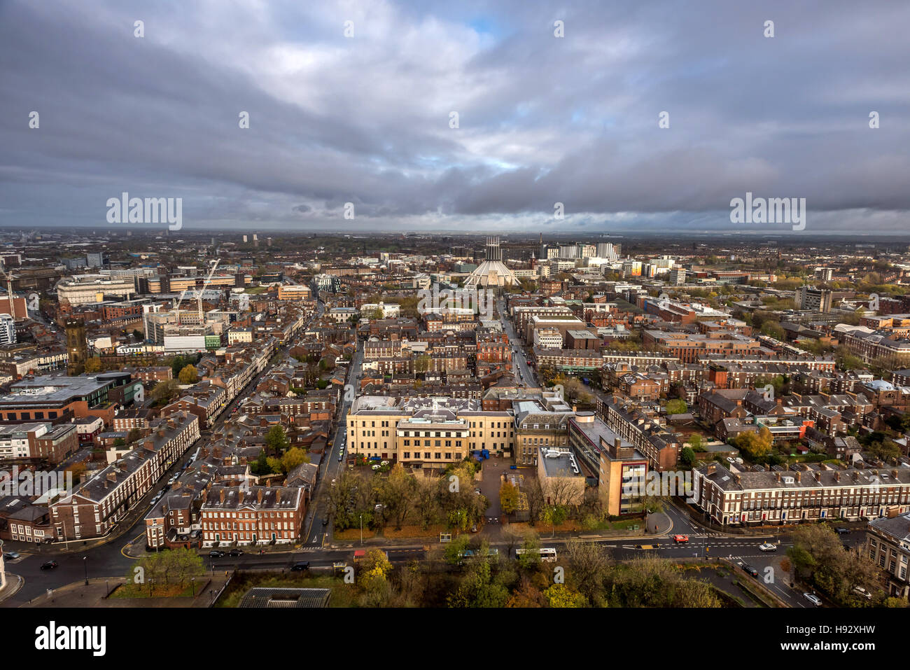 View over the city of Liverpool including the Roman Catholic cathedral Stock Photo