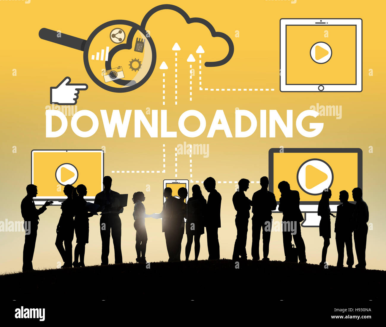 How Invented Downloading Downloading Computer Storage Cloud Technology Concept Stock Photo - Alamy