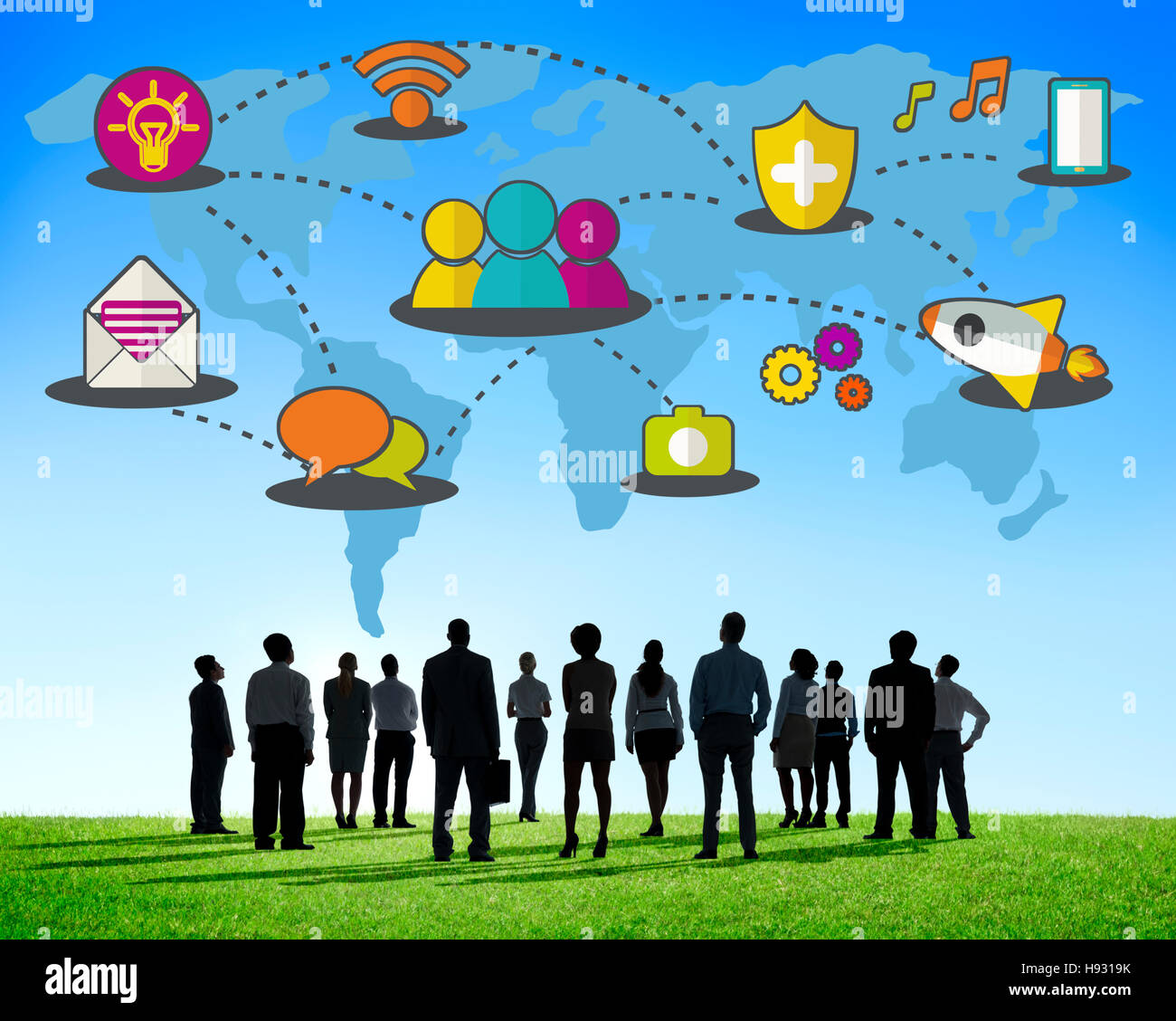 Social Network Sharing Global Communications Connection Concept Stock ...