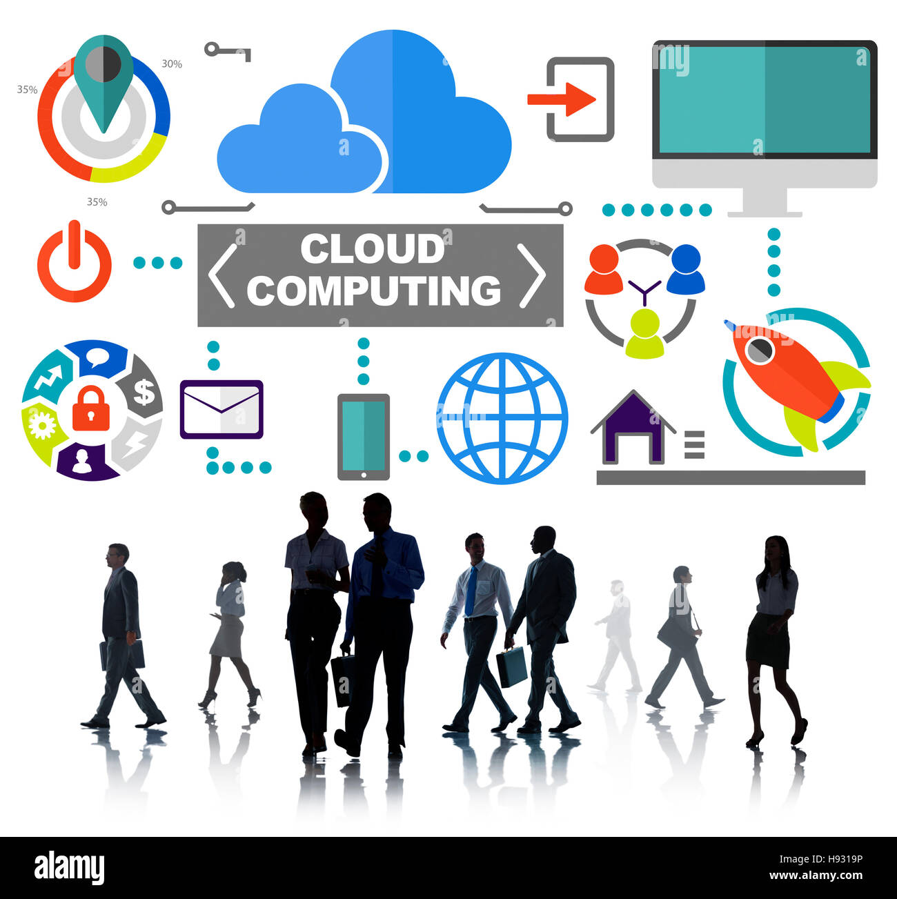 Business People Commuter Global Communications Cloud Computing Concept ...