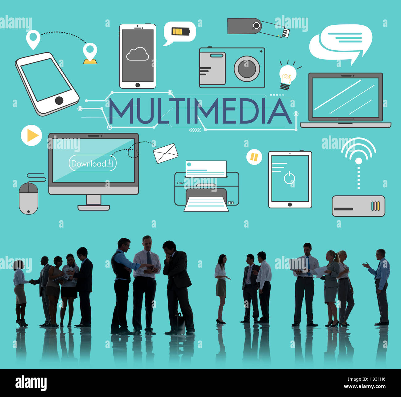 Multimedia Communication Connection Technology Devices Concept Stock ...
