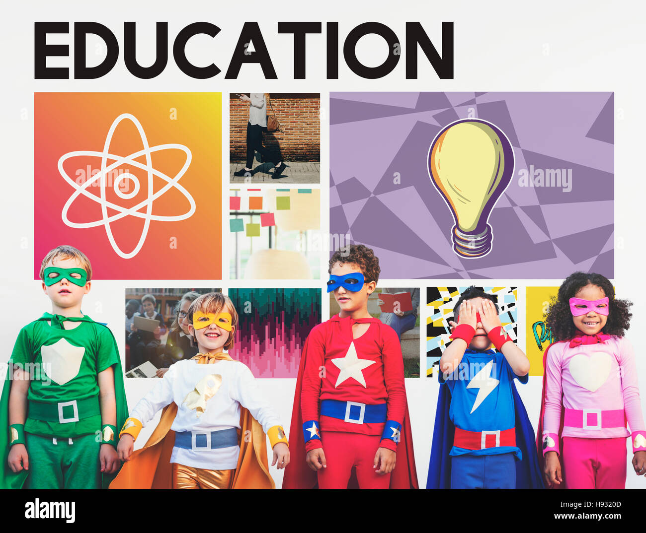 Education Science Physics Graphic Icons Concept Stock Photo - Alamy