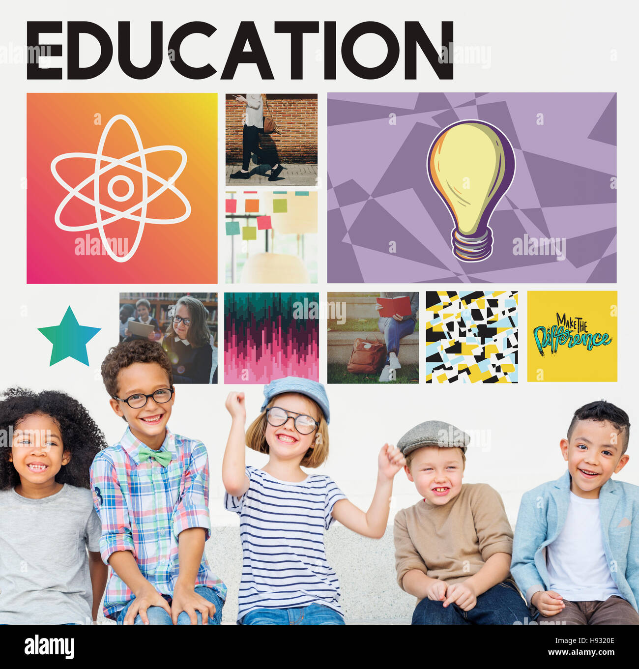 Education Science Physics Graphic Icons Concept Stock Photo - Alamy