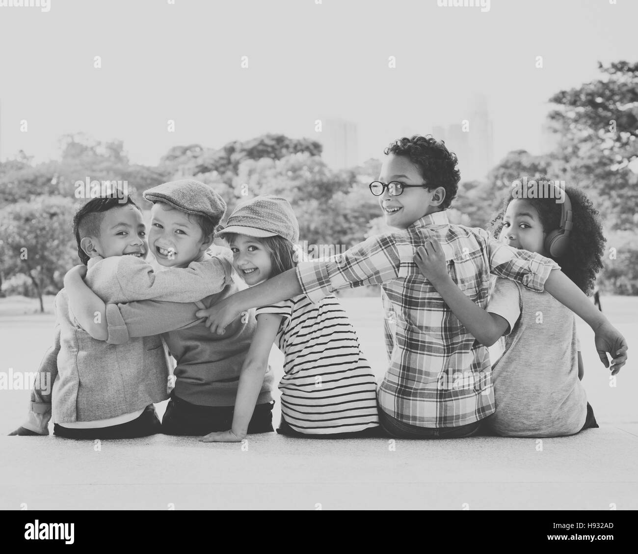 Kids Fun Children Playful Happiness Retro Togetherness Concept Stock Photo