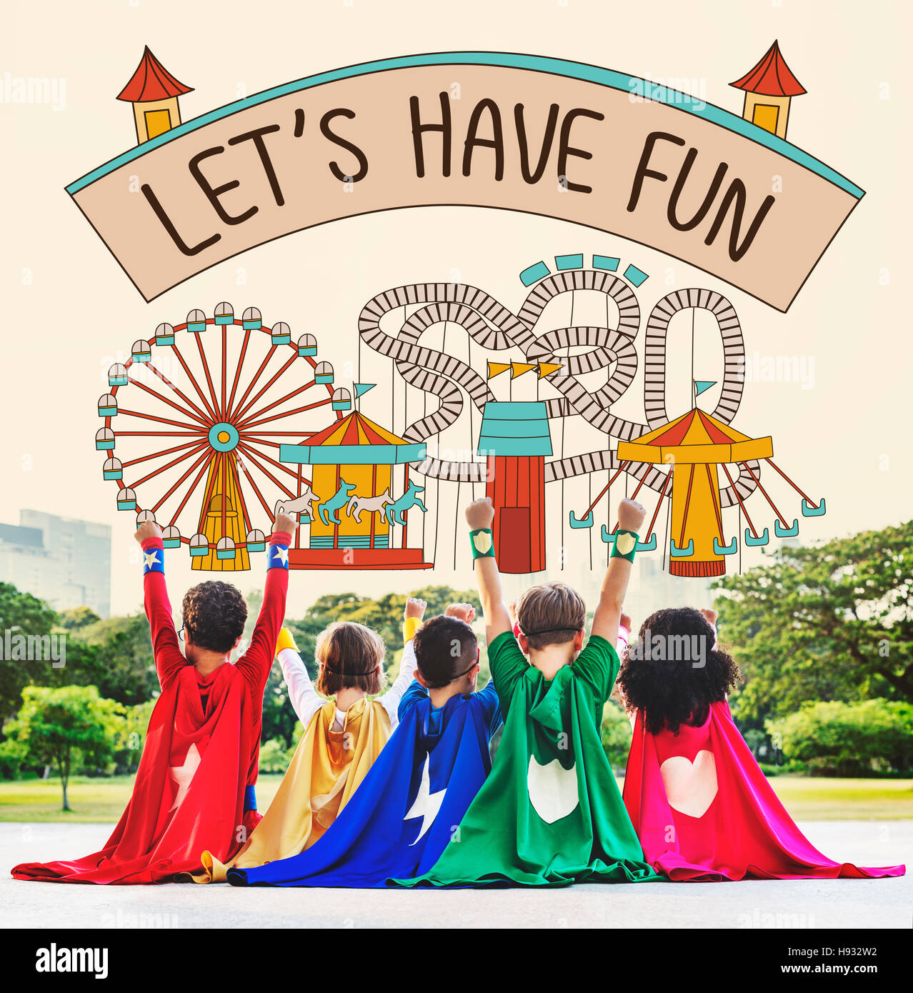 Let's Have Fun Children Kids Graphic Concept Stock Photo - Alamy