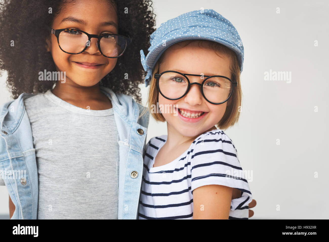 Black White Girls Happy Concept Stock Photo