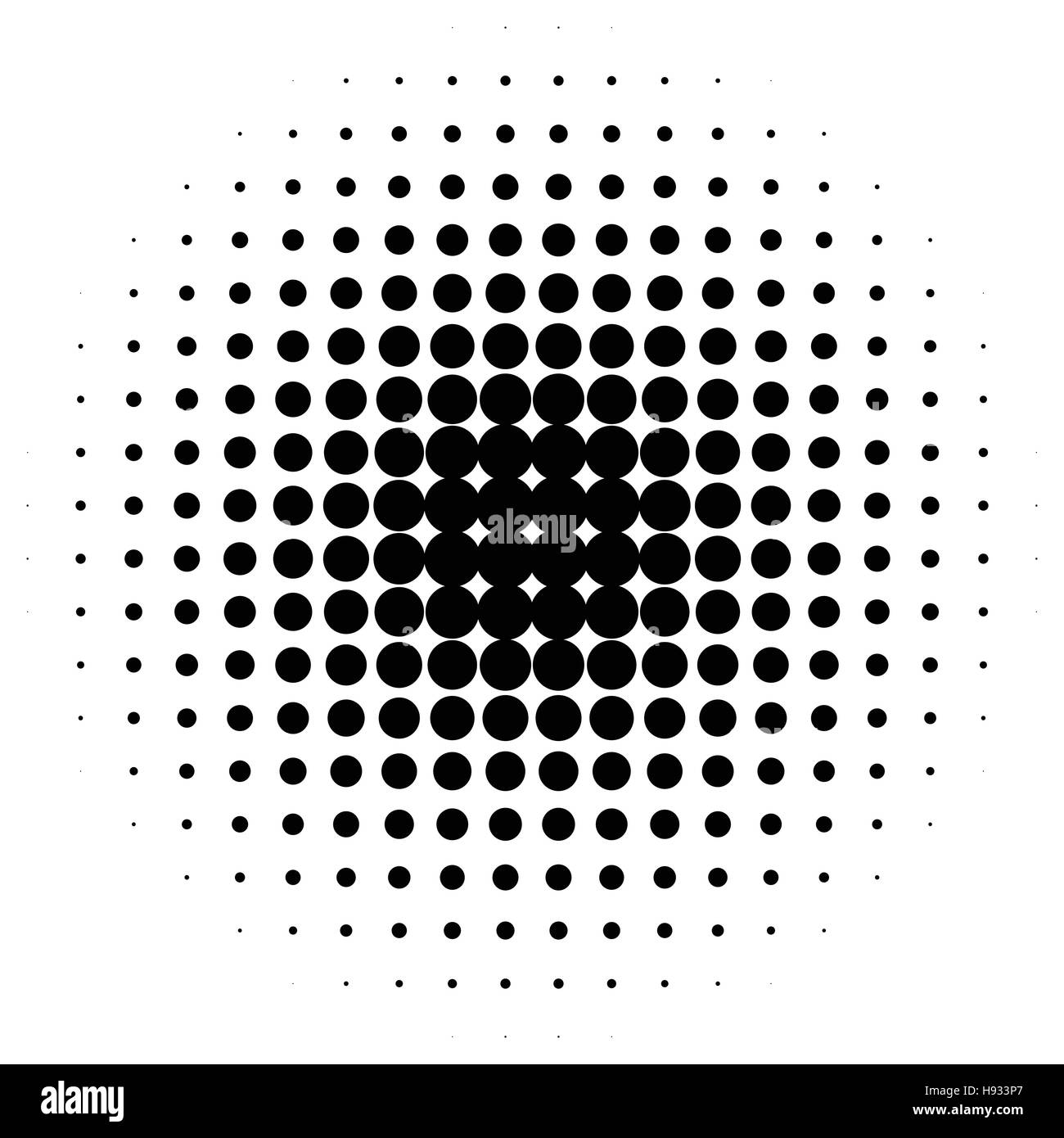 Halftone circles, halftone dots pattern. Monochrome half-tone Stock Vector