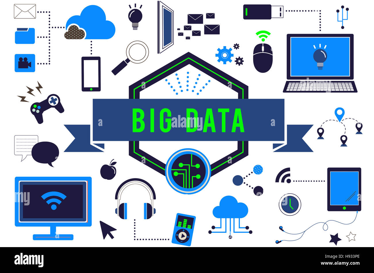 Big Data Computer Network Technology Concept Stock Photo