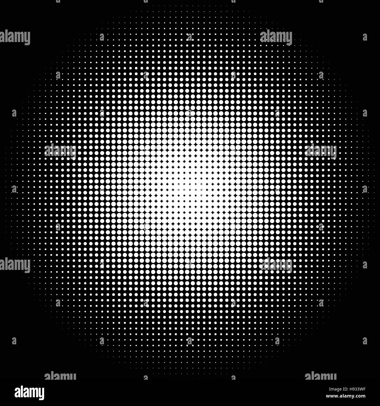 Halftone circles, halftone dots pattern. Monochrome half-tone Stock Vector