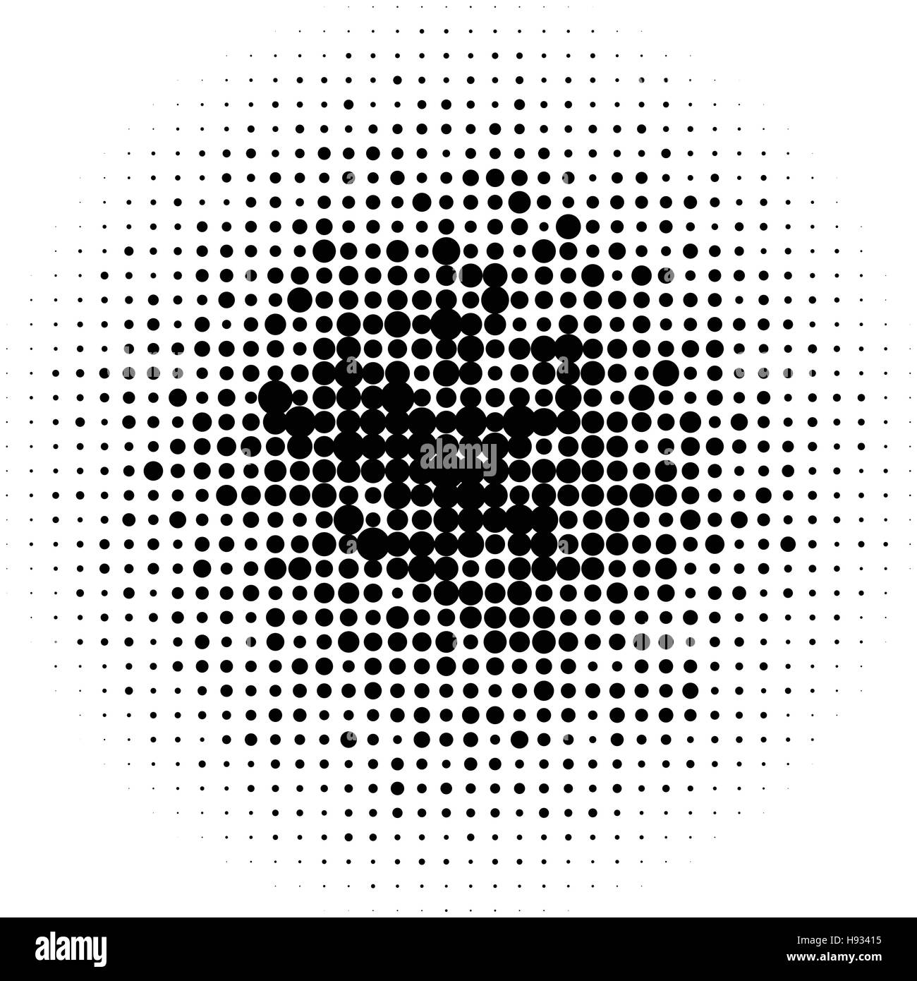 Halftone circles, halftone dots pattern. Monochrome half-tone Stock Vector