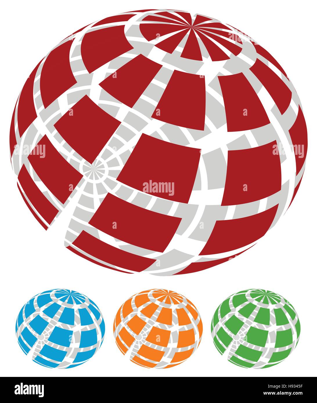 Sphere with grid of squares / Textured 3d sphere icon(s Stock Vector ...