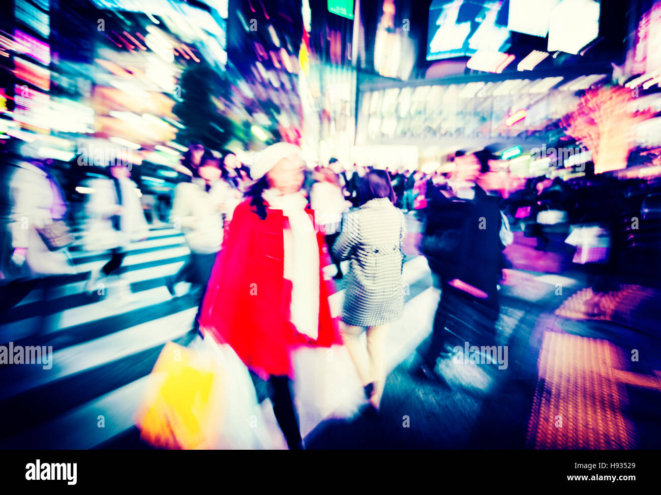 Japanese People Crowd Walking Cross Street Concept Stock Photo