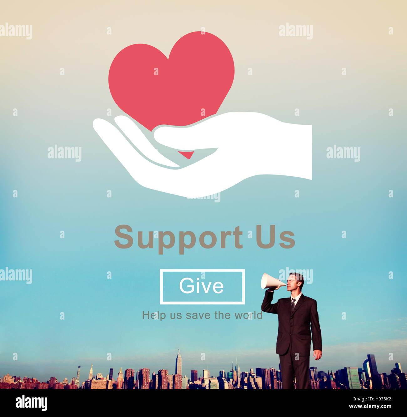 Support us Welfare Volunteer Donations Concept Stock Photo - Alamy