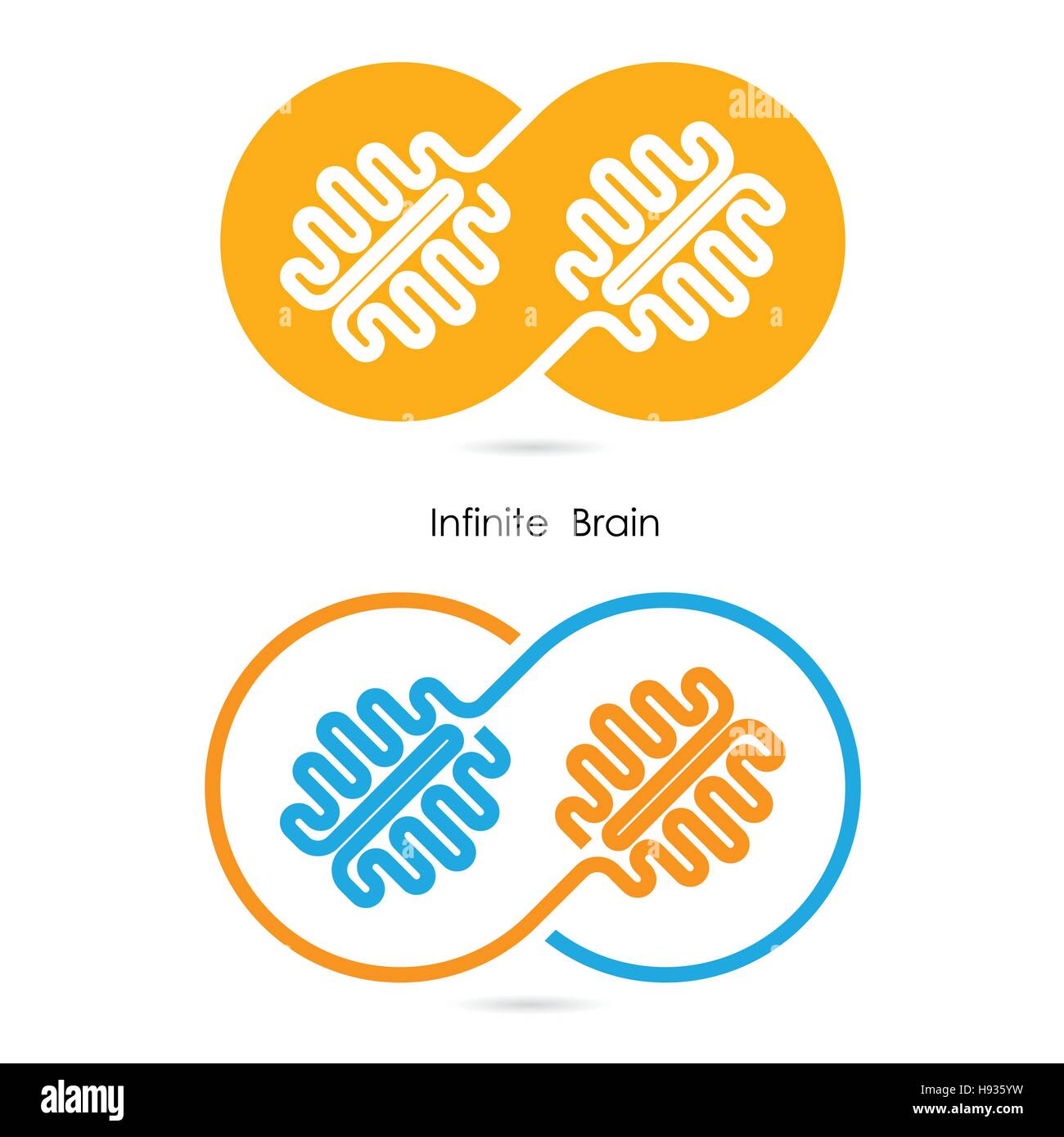 Creative brain sign and infinite creativity logo elements design.Infinite ideas concept.Business and education creative logotype symbol. Stock Vector