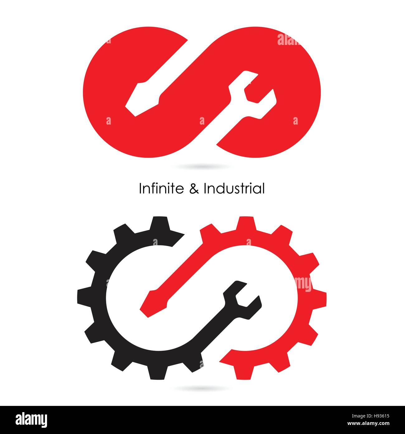 Infinite and Industrial logo.Infinite repair logo elements design.Maintenance service,engineering creative symbol.Business,industrial concept.Vector i Stock Vector