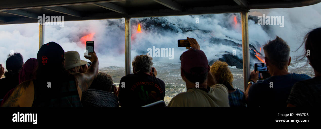 Lava Boat Tour, Kilauea Volcano, HVNP. Island of Hawaii, Hawaii Stock