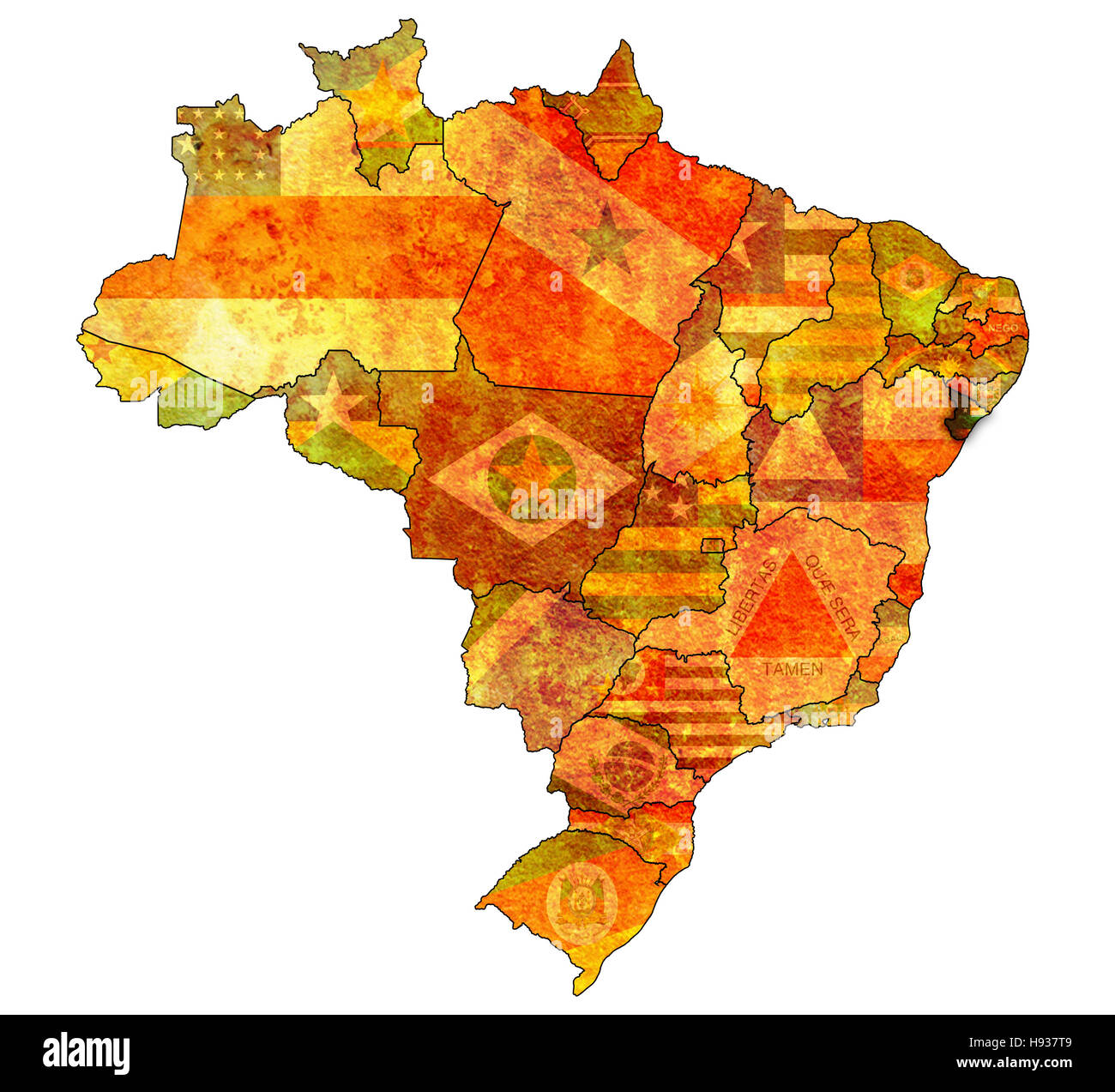 sergipe state on admistration map of brazil with flags Stock Photo - Alamy