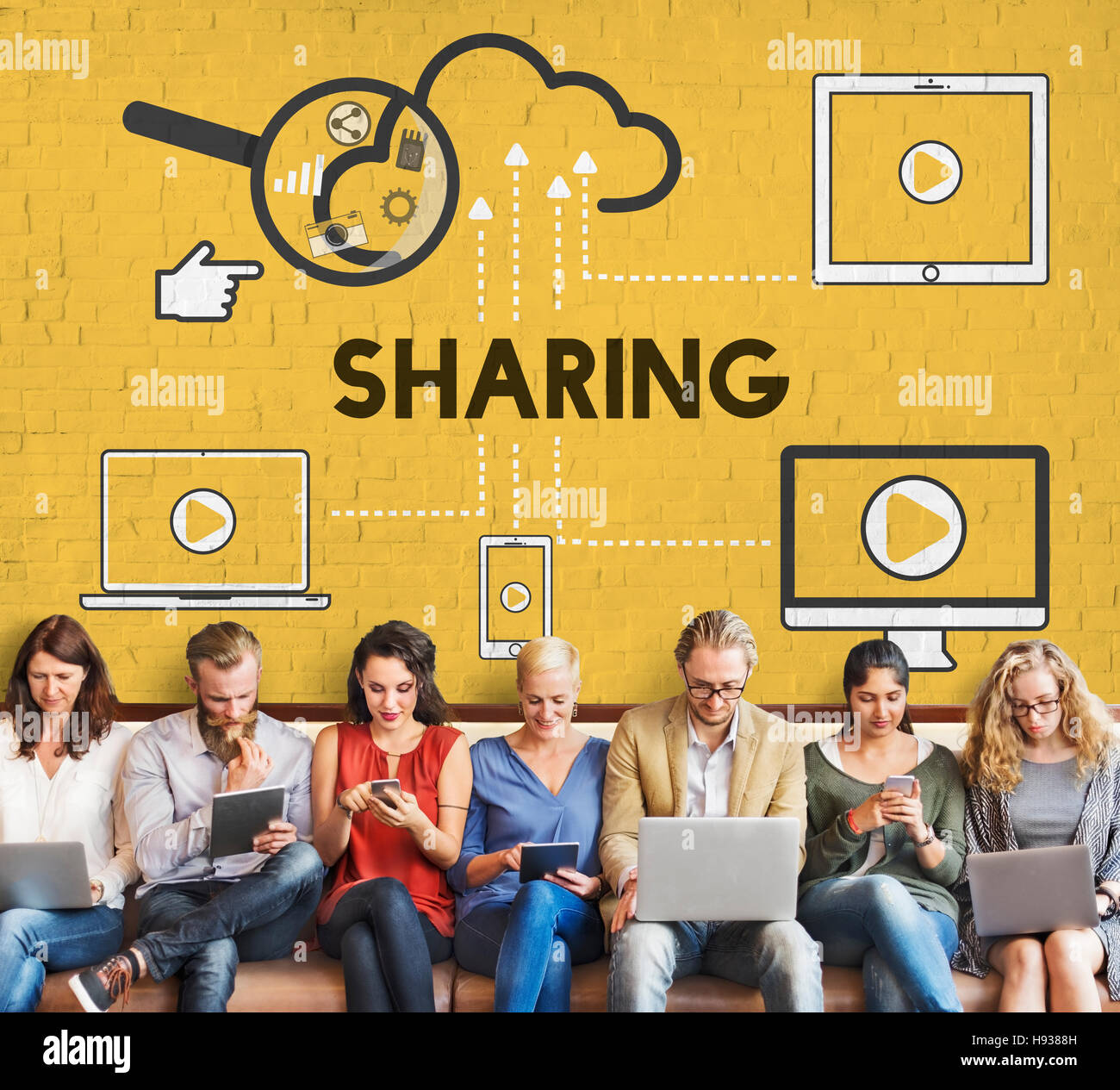 Sharing Storage Cloud Connection Devices Concept Stock Photo Alamy