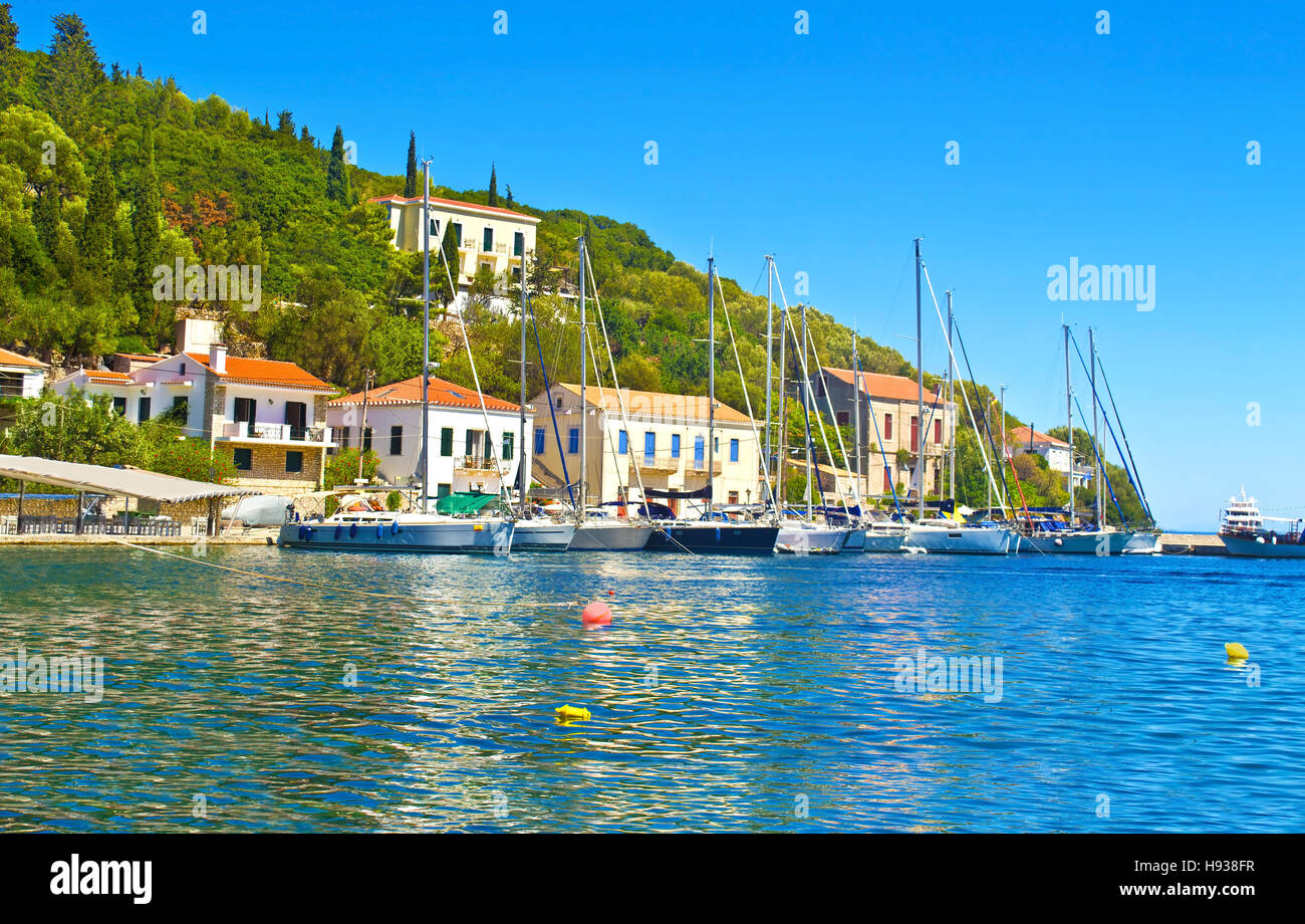 Kioni port at Ithaca Ionian islands Greece Stock Photo