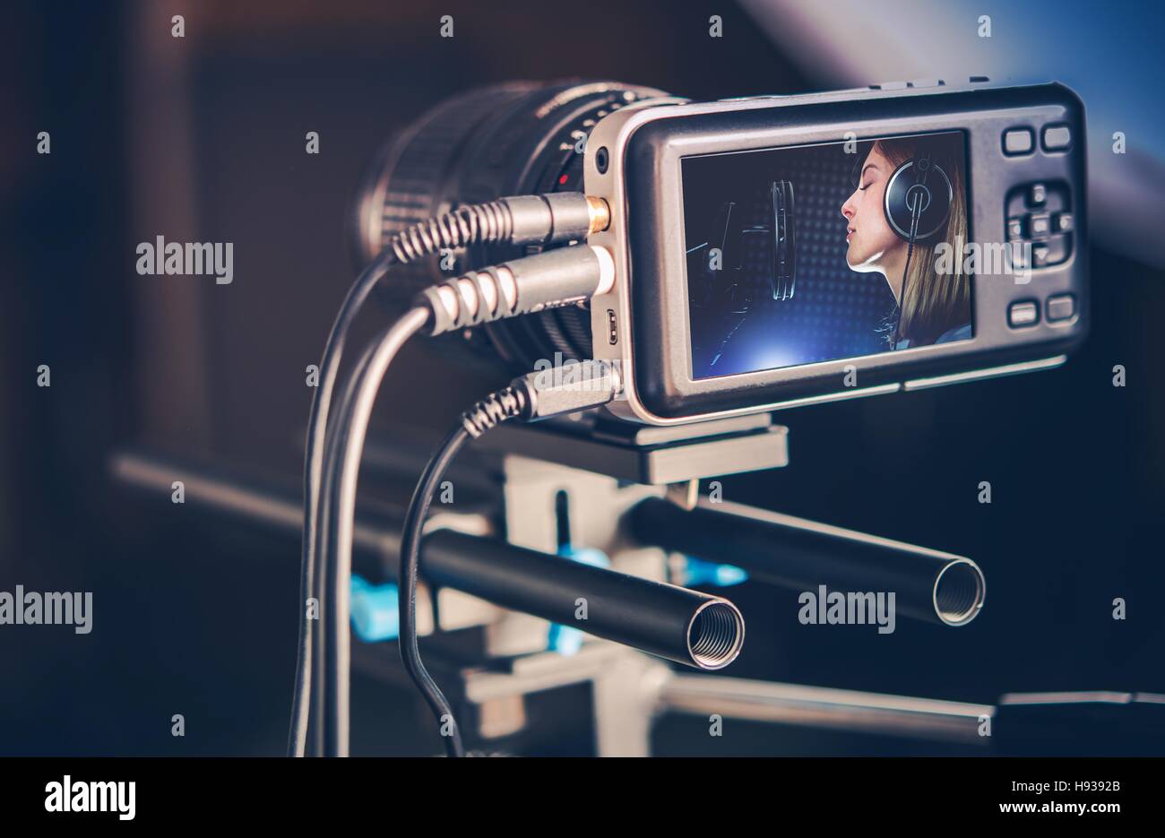 Video Recording Production. Making Music Video Clip. Recording Singing  Woman Stock Photo - Alamy