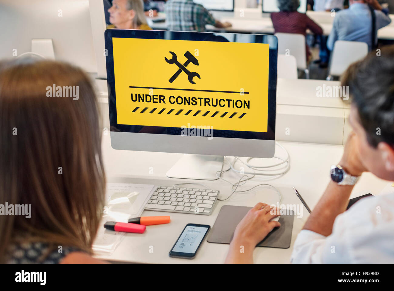 Under Construction Warning Sign Icon Concept Stock Photo - Alamy