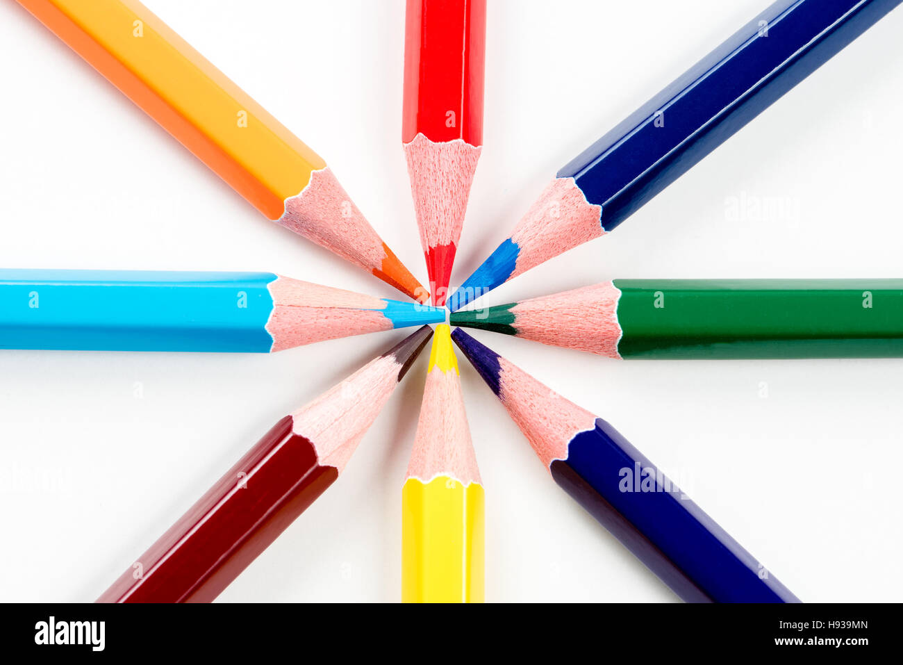 Colored pencils arranged in a star shape in natural light Stock Photo ...