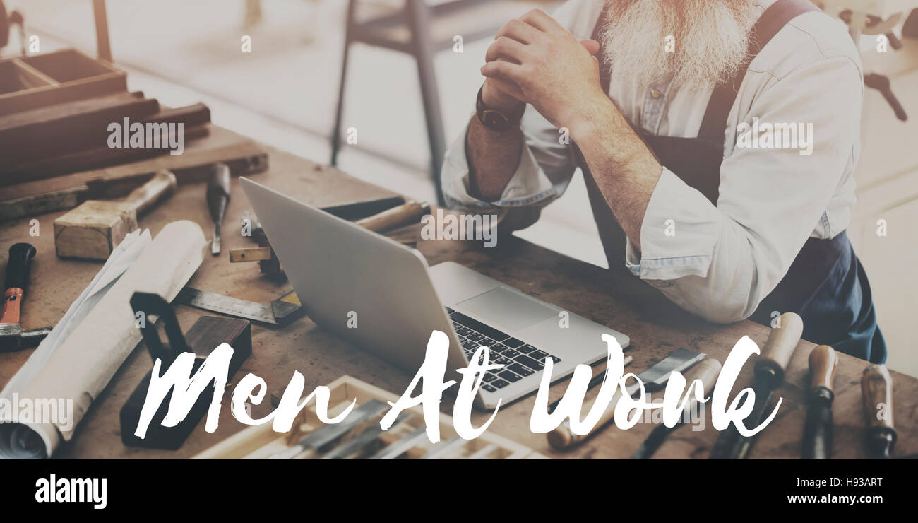 Man Working Crafting Project Design Concept Stock Photo - Alamy
