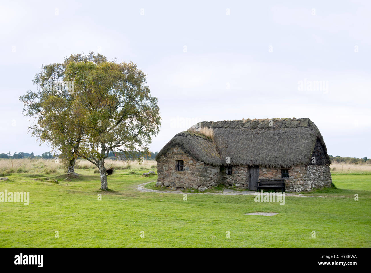 Old farmhouse on the site of the Battle of Culloden (Leananch Cottage). Stock Photo