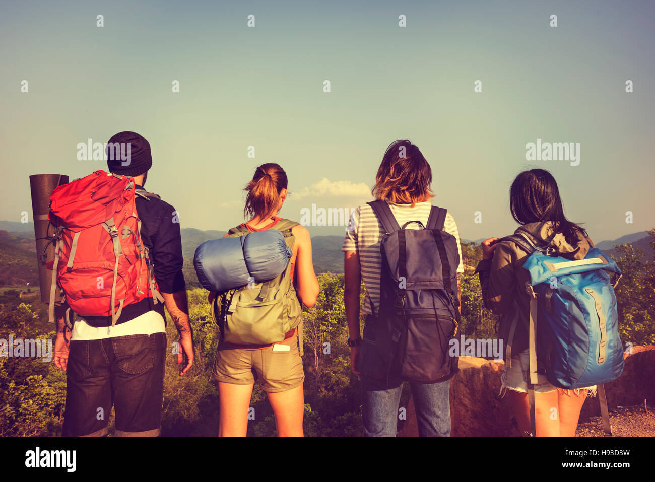 Backpacker Camping Hiking Journey Travel Trek Concept Stock Photo - Alamy