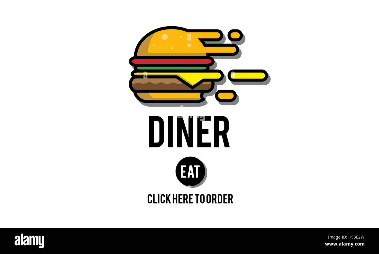 Diner Eating Restaurant Cafe Concept Stock Photo