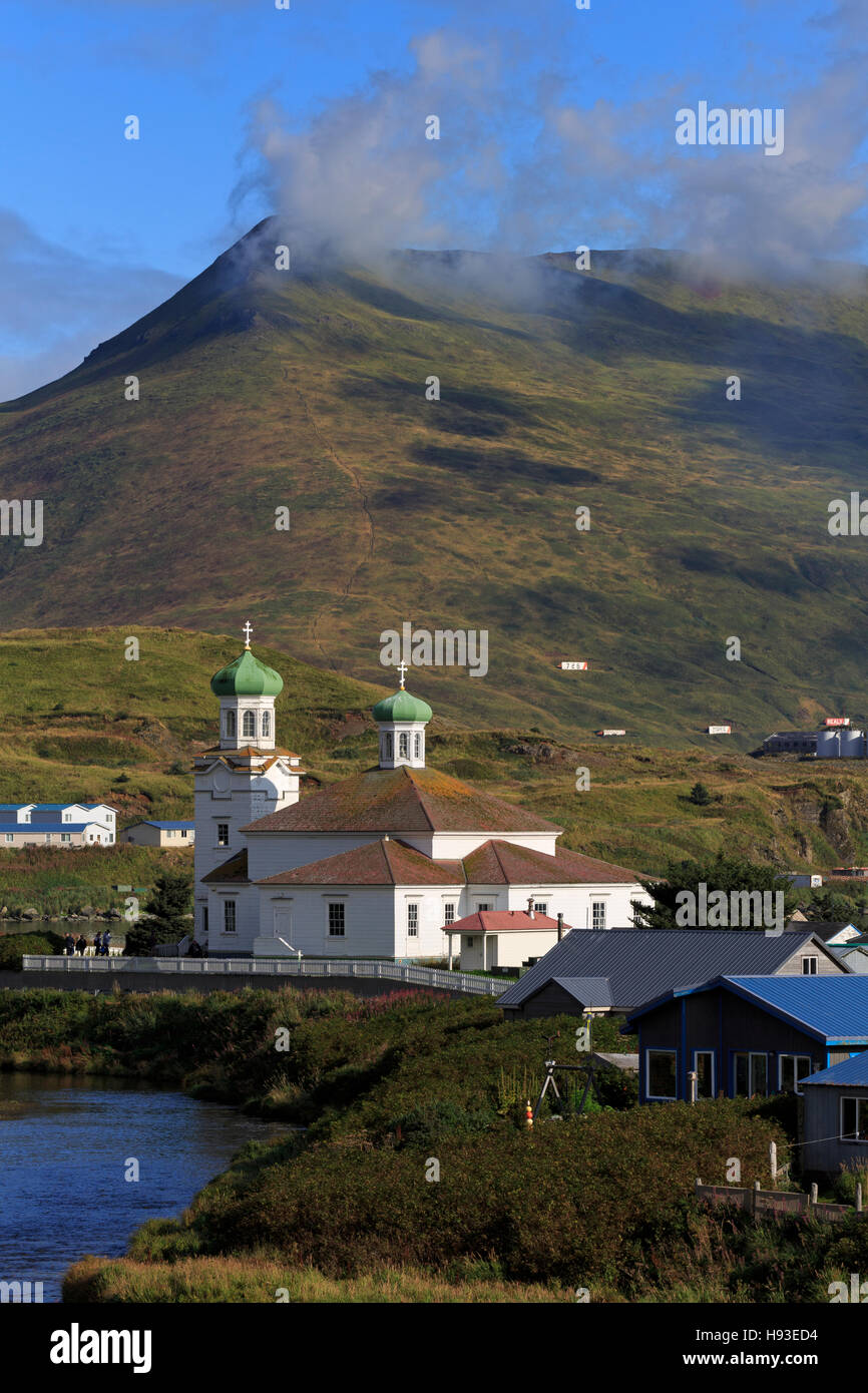 Russian Orthodox Church, Unalaska Island, Aleutian Islands, Alaska, USA Stock Photo