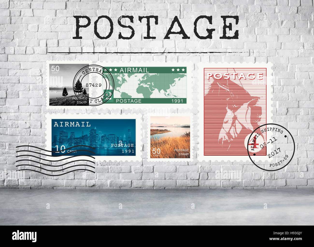 Postage Letter Parcel Stamp Mail Graphic Concept Stock Photo Alamy